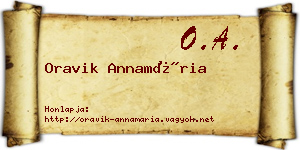 Oravik Annamária névjegykártya